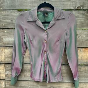 90s Iridescent Button Down Rave top
